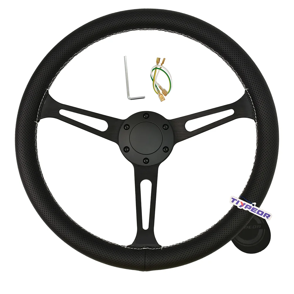 Universal Racing Steering Wheel Microfiber Leather 15”/380mm 6 Bolts with Horn Button Include Cable, Wrench
Universal Racing Steering Wheel Microfiber Leather 15”/380mm 6 Bolts with Horn Button Include Cable, Wrench