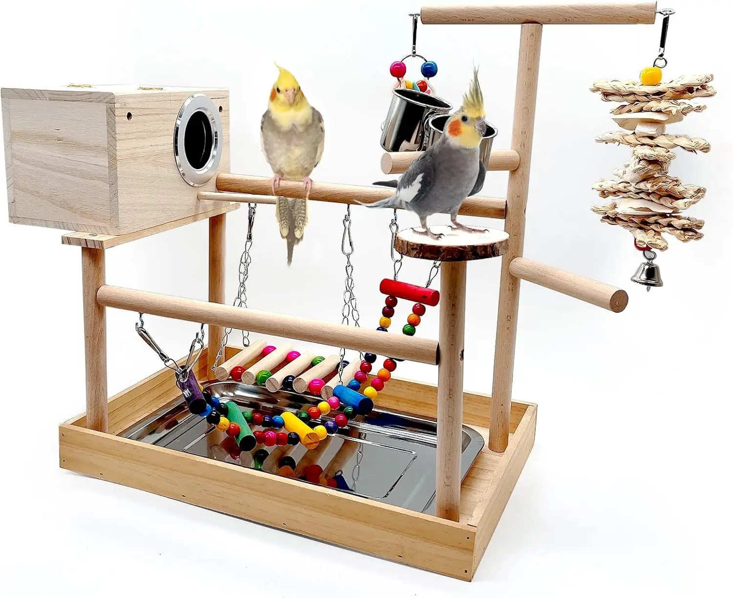 Parrot Play Stand with Breeding Box, Food Cups & Chewing Toys for Budgies, Conures, Lovebirds - Bird Gym
Parrot Play Stand with Breeding Box, Food Cups & Chewing Toys for Budgies, Conures, Lovebirds - Bird Gym