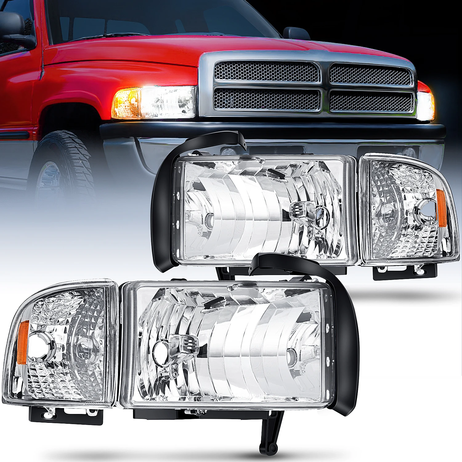 Nilight Headlights Replacement Assembly kit Compatible with 1994 1995 1996 1997 1998 1999 2000 2001 2002 Ram 1500 2500 3500 Chrome Replacement,2 Pack,Driver and Passenger Set
Nilight Headlights Replacement Assembly kit Compatible with 1994 1995 1996 1997 1998 1999 2000 2001 2002 Ram 1500 2500 3500 Chrome Replacement,2 Pack,Driver and Passenger Set