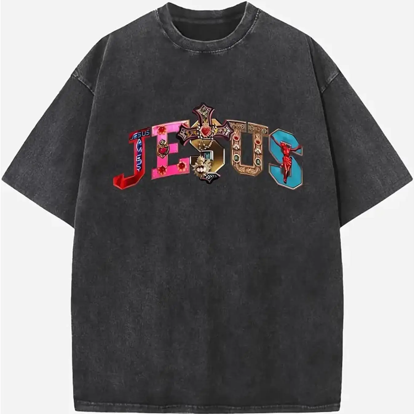 Jesus Cross T-shirt, Men's Vintage Washed Oversized Tee, Retro Christian Faith Graphic Tops, Hip Hop Streetwear Short Sleeve
Jesus Cross T-shirt, Men's Vintage Washed Oversized Tee, Retro Christian Faith Graphic Tops, Hip Hop Streetwear Short Sleeve