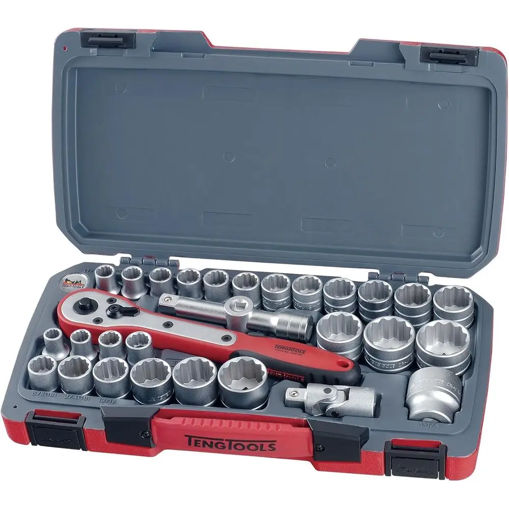 30-Piece Half-Inch Drive 12-Point Metric and SAE Socket Set - Silver, Regular and Shallow
30-Piece Half-Inch Drive 12-Point Metric and SAE Socket Set - Silver, Regular and Shallow