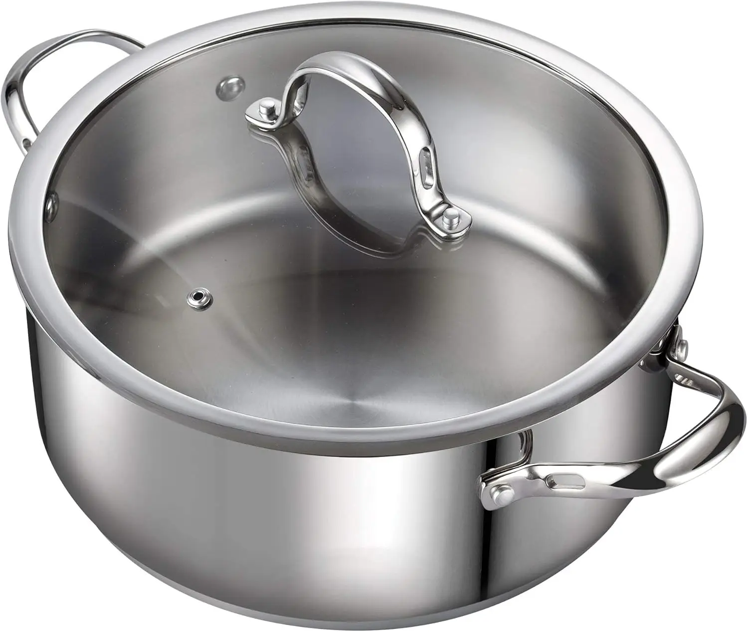 7-Quart Stainless Steel Dutch Oven with Glass Lid, Even Heating for Soups and Stews
7-Quart Stainless Steel Dutch Oven with Glass Lid, Even Heating for Soups and Stews