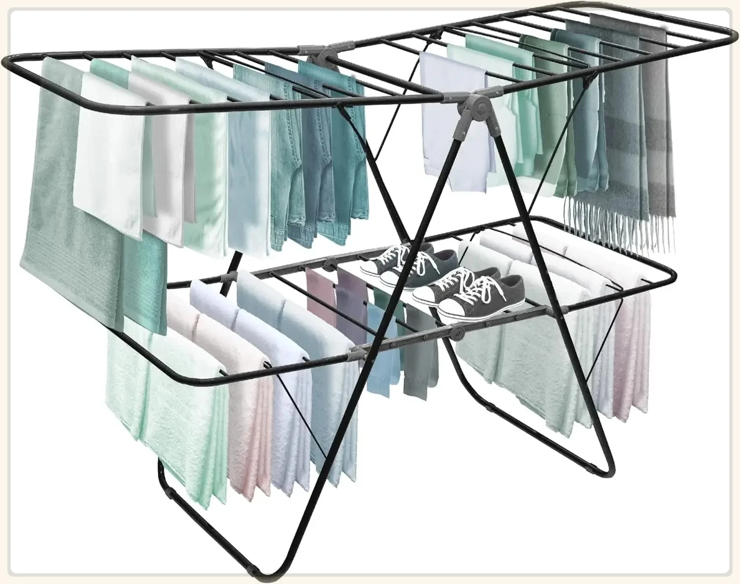 Extra Large – Double Spaced - 2 Tier Collapsible Clothes Drying Rack, Indoor/Outdoor Folding Hanging Garment Stand
Extra Large – Double Spaced - 2 Tier Collapsible Clothes Drying Rack, Indoor/Outdoor Folding Hanging Garment Stand