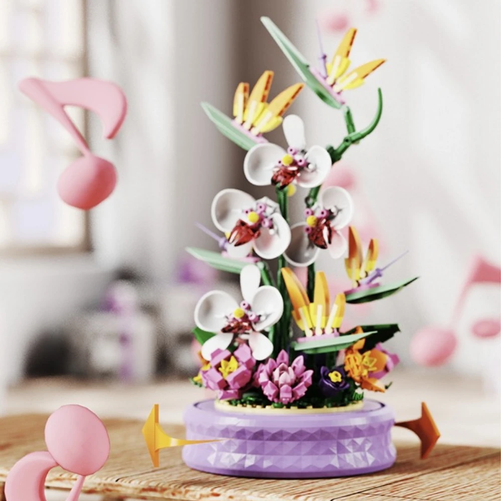 MOC Phalaenopsis Rotating Flower Music Box Building Blocks Set Light Luxury Fascinating Toys For Children Birthday Holiday Gifts
MOC Phalaenopsis Rotating Flower Music Box Building Blocks Set Light Luxury Fascinating Toys For Children Birthday Holiday Gifts