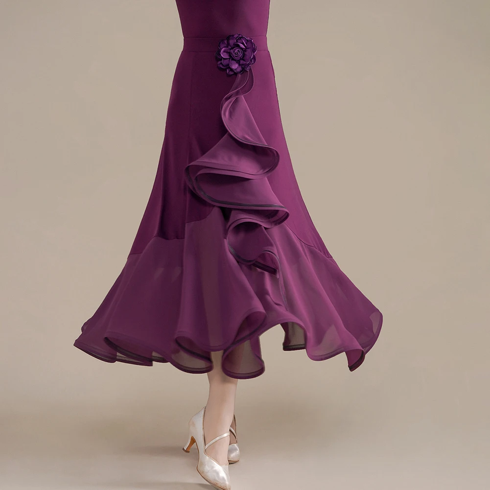 New Social Dance Dress Competition Special Three-Dimensional Flower Black Chiffon Waltz Green Purple Skirt Women's Skirt
New Social Dance Dress Competition Special Three-Dimensional Flower Black Chiffon Waltz Green Purple Skirt Women's Skirt