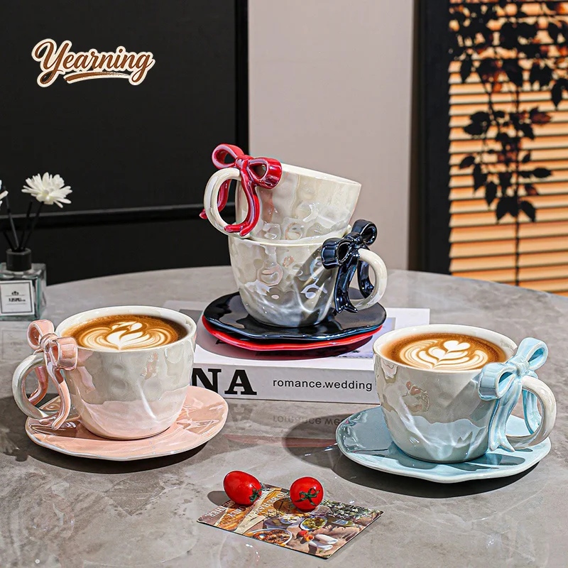 Simple Elegant Light Luxury Ceramic Bow Coffee Cup with Saucer High End Afternoon Tea Set
Simple Elegant Light Luxury Ceramic Bow Coffee Cup with Saucer High End Afternoon Tea Set