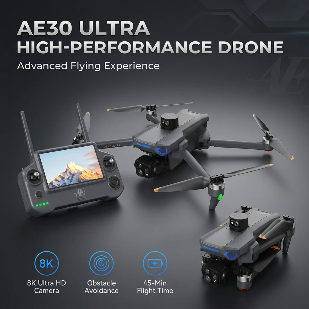 AE30 Drone 8K Camera,3-Axis Gimbal, WiFi Obstacle Avoidance,FPV Brushless Motor, Touch Screen,Long Range Transmission for High-Q
AE30 Drone 8K Camera,3-Axis Gimbal, WiFi Obstacle Avoidance,FPV Brushless Motor, Touch Screen,Long Range Transmission for High-Q