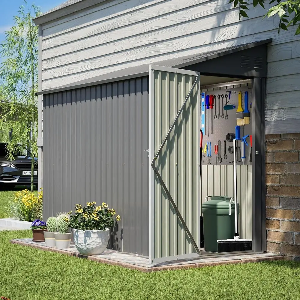 Gray Weatherproof Outdoor Storage Shed with Floor, Lockable Door, and Air Vents for Garden Tools and Patio Accessories
Gray Weatherproof Outdoor Storage Shed with Floor, Lockable Door, and Air Vents for Garden Tools and Patio Accessories