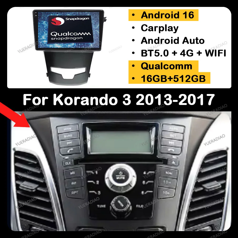 Android 16 Car Radio For SsangYong Korando 3 Actyon 2 2013 - 2017 QLED BT 4G LTE 5G WIFI Multimedia Video Player GPS NAVI 2DIN
Android 16 Car Radio For SsangYong Korando 3 Actyon 2 2013 - 2017 QLED BT 4G LTE 5G WIFI Multimedia Video Player GPS NAVI 2DIN