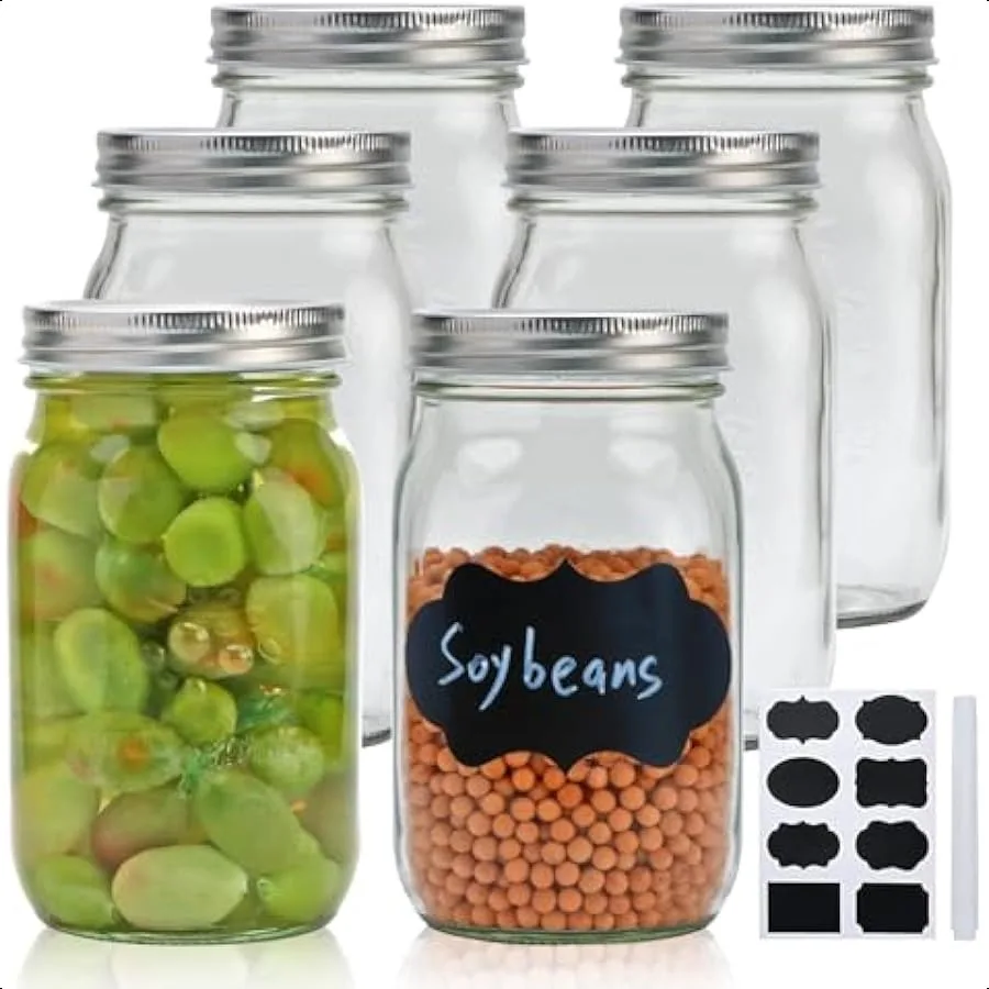 Mason Jars32 OZ Canning Jars with Lids Glass Jars with Airtight Lid Mouth Mason Jars 6 Pack for Food Storage Overnight Oats Dry
Mason Jars32 OZ Canning Jars with Lids Glass Jars with Airtight Lid Mouth Mason Jars 6 Pack for Food Storage Overnight Oats Dry