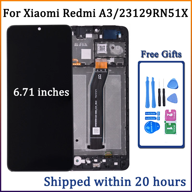 6.71 inches A3 Display Screen For Xiaomi Redmi A3 23129RN51X LCD Display Touch Screen Digitizer Assembly Replacement
6.71 inches A3 Display Screen For Xiaomi Redmi A3 23129RN51X LCD Display Touch Screen Digitizer Assembly Replacement