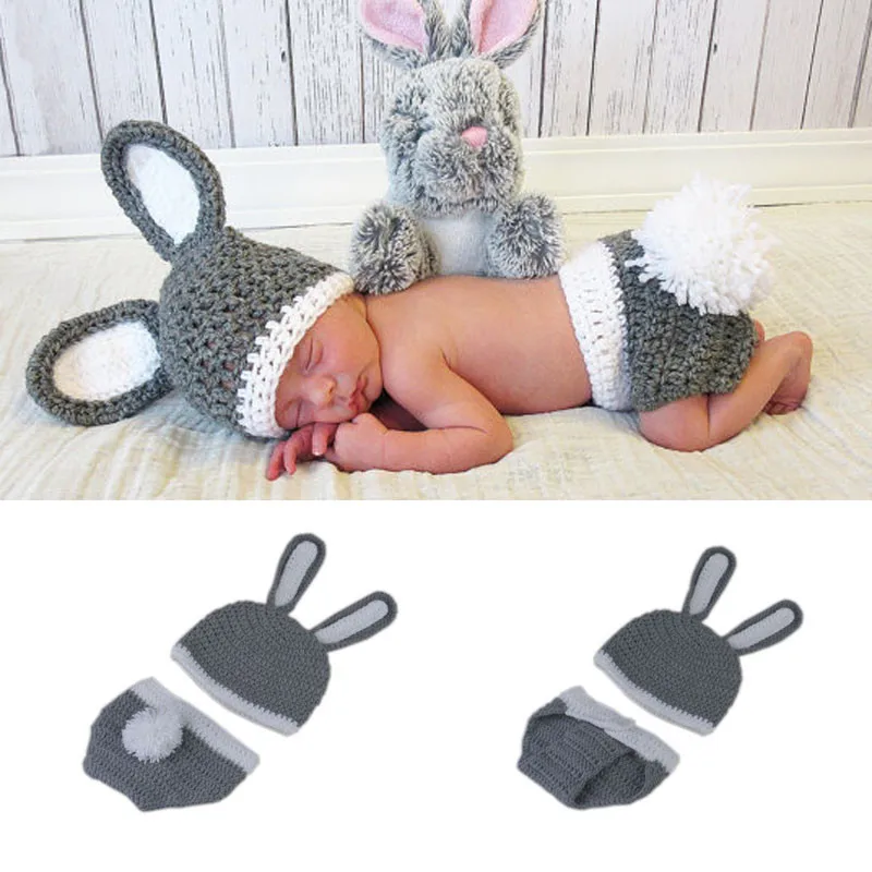 Crochet Knitted 0-3 Months 100 Days Newborn Baby Photography Clothes Little Gray Bunny Rabbit Shape Costume 2pcs/set
Crochet Knitted 0-3 Months 100 Days Newborn Baby Photography Clothes Little Gray Bunny Rabbit Shape Costume 2pcs/set