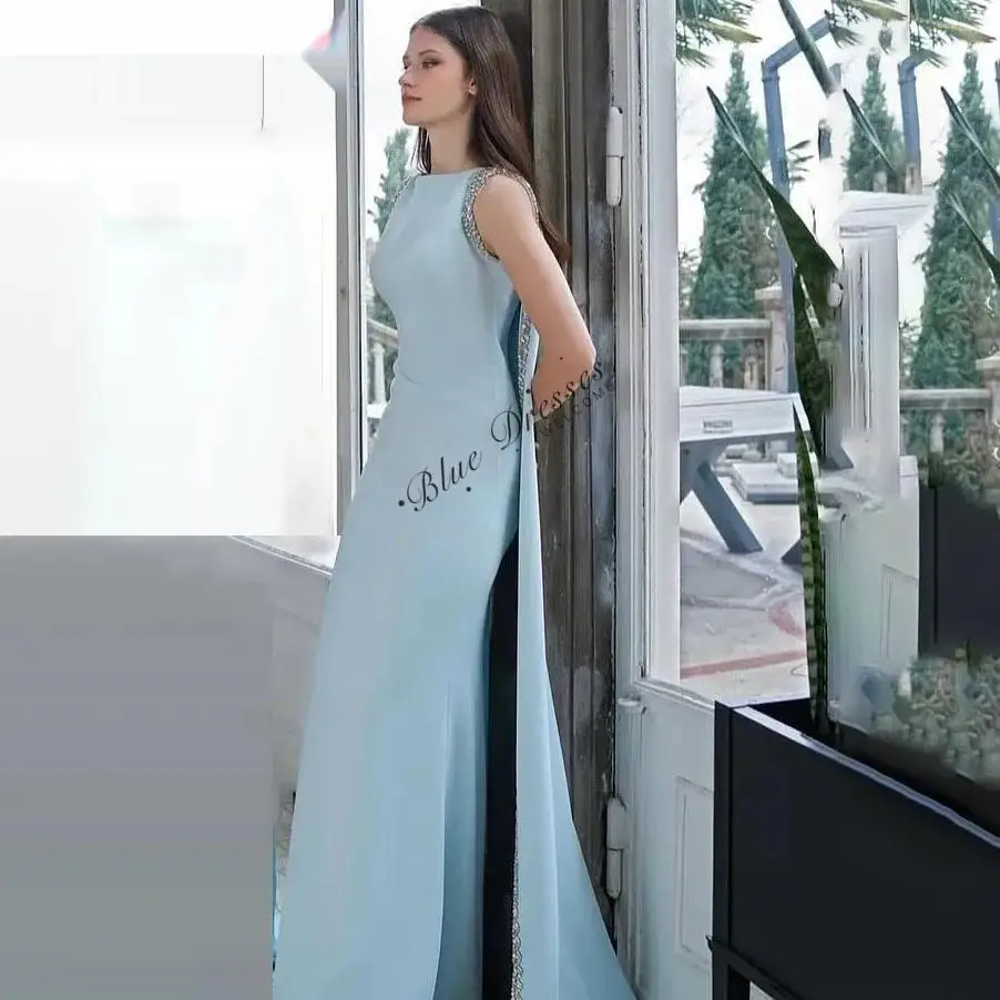 Customized Eightale 2025 Baby Blue Mermaid Saudi Srabic Sleeveless Evening Dress For Wedding Party Prom Dress Dubai Party Gown
Customized Eightale 2025 Baby Blue Mermaid Saudi Srabic Sleeveless Evening Dress For Wedding Party Prom Dress Dubai Party Gown