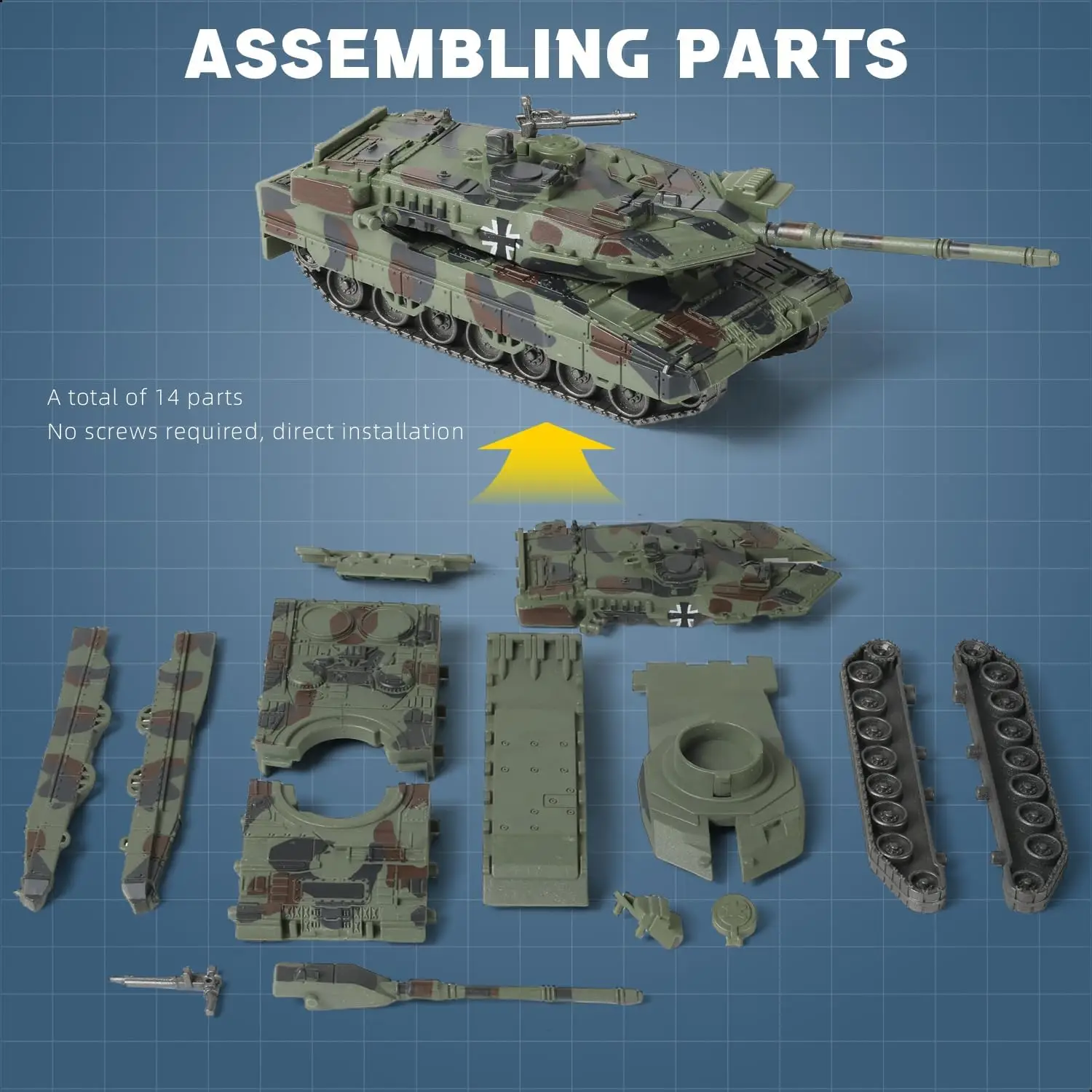 1/72 Scale Military Tank Quick Build Model Main Battle Tank Building Model Gift toy for Adults and Kids
1/72 Scale Military Tank Quick Build Model Main Battle Tank Building Model Gift toy for Adults and Kids