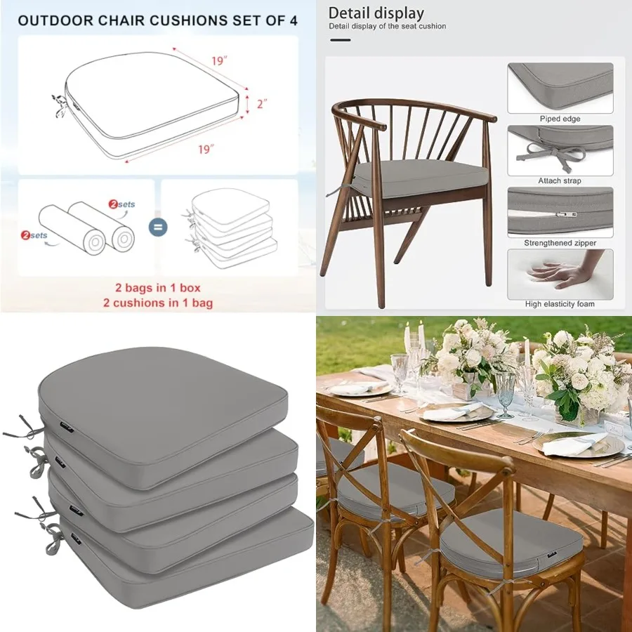 Outdoor Chair Cushions 2 Set of 4 Waterproof Seat Cushion for Patio Furniture with 3-Year Fade Resistant Removable Cover Attach
Outdoor Chair Cushions 2 Set of 4 Waterproof Seat Cushion for Patio Furniture with 3-Year Fade Resistant Removable Cover Attach