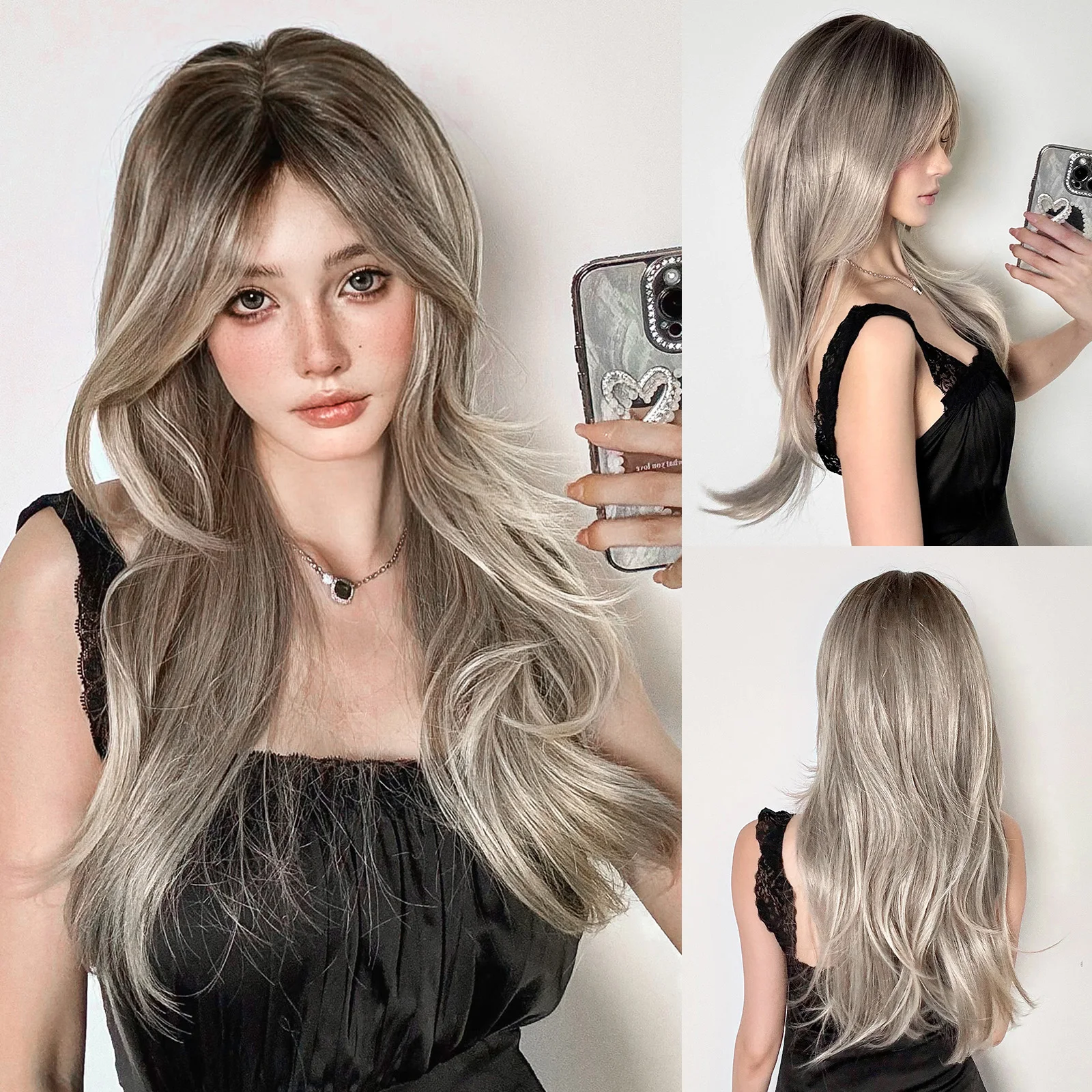 ESIN Grey Mixed Platinum Synthetic Wigs Long Straight Dark Root Wig for Women Use Daily Party Cosplay Heat Resistant Fiber
ESIN Grey Mixed Platinum Synthetic Wigs Long Straight Dark Root Wig for Women Use Daily Party Cosplay Heat Resistant Fiber
