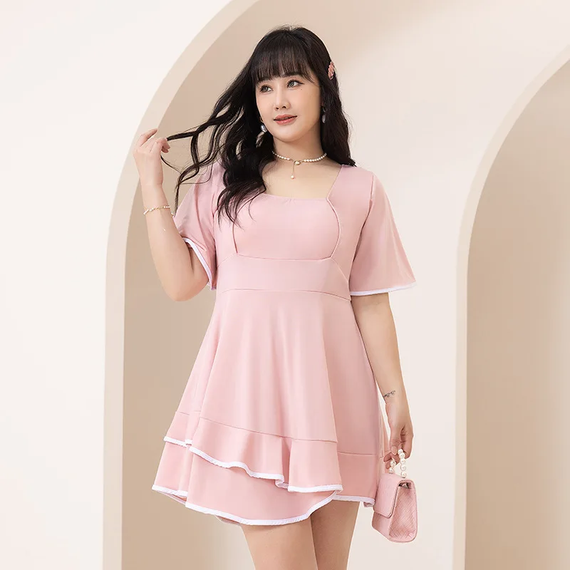 Swimwear Women Plus Size One Piece Skirt Bathing Suit Ladies Short Sleeve Swimsuit Pure Color Tummy Control Swim Wear
Swimwear Women Plus Size One Piece Skirt Bathing Suit Ladies Short Sleeve Swimsuit Pure Color Tummy Control Swim Wear