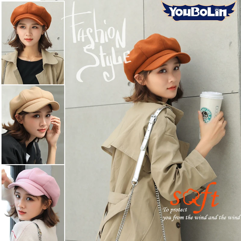 Korean Style Woolen Octagonal Hat for Women Autumn/Winter New Style Beret Duckbill Casual Fashionable Painter British Hat
Korean Style Woolen Octagonal Hat for Women Autumn/Winter New Style Beret Duckbill Casual Fashionable Painter British Hat