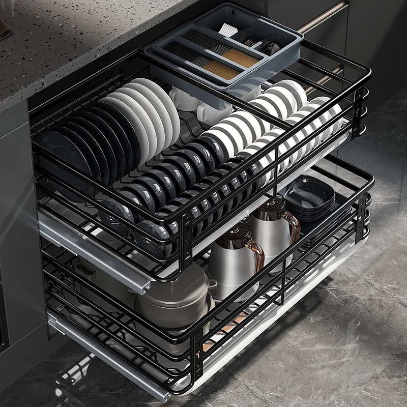 304 stainless steel pull basket kitchen cabinet seasoning double drawer type dish rack slide rail storage bowl basket 
304 stainless steel pull basket kitchen cabinet seasoning double drawer type dish rack slide rail storage bowl basket
