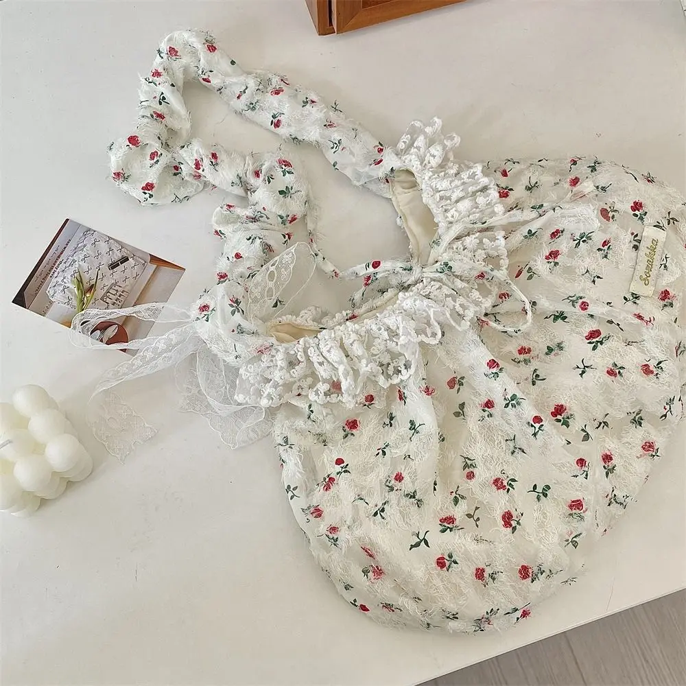 Casual Sweet Fresh Lace Handbag Bowknot Pastoral Style Floral Pleated Shoulder Bag Underarm Bag Cloth Dumpling Bag Students
Casual Sweet Fresh Lace Handbag Bowknot Pastoral Style Floral Pleated Shoulder Bag Underarm Bag Cloth Dumpling Bag Students