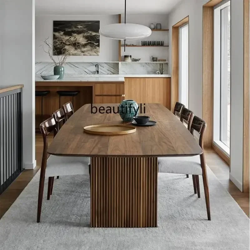 YH Italian minimalist North American black walnut all solid wood designer art rectangular dining table
YH Italian minimalist North American black walnut all solid wood designer art rectangular dining table