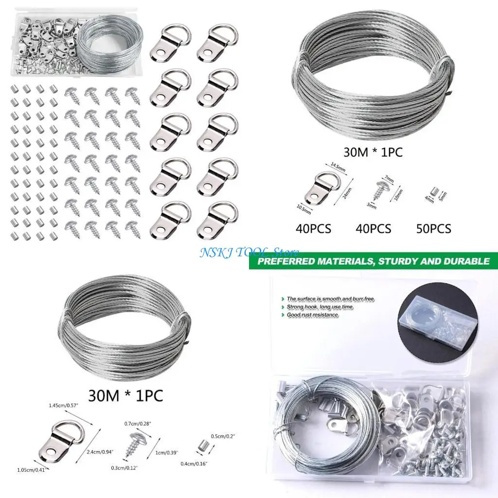 L8RC 131pcs Metal Picture Frame Wire set 30m Length Wires Kits for Frames & Artwork
L8RC 131pcs Metal Picture Frame Wire set 30m Length Wires Kits for Frames & Artwork