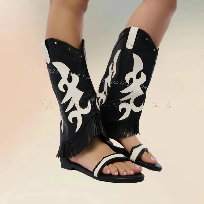 Black White Totem Print Tassels Open Toe Sandals Boots Slip On Women Shoes Low Top Fashion Party Feast 2024 Zapatos Para Mujere
Black White Totem Print Tassels Open Toe Sandals Boots Slip On Women Shoes Low Top Fashion Party Feast 2024 Zapatos Para Mujere