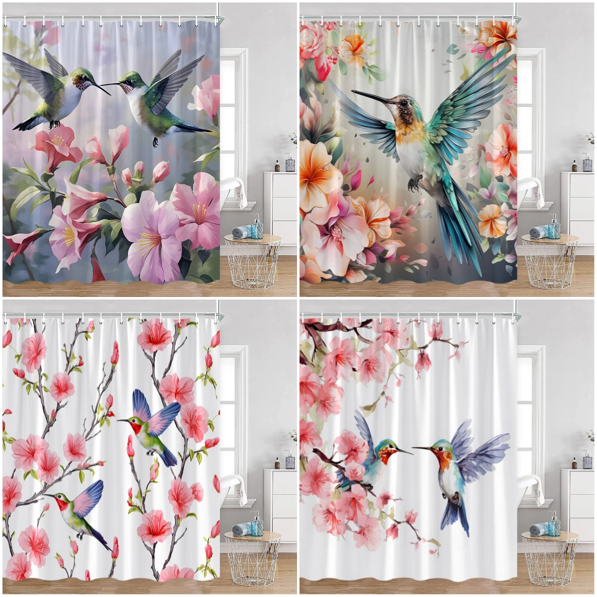 Hummingbird Shower Curtains Watrecolor Floral Butterfly Blooming Flowers Plants Blossom Bathroom Curtain Spring Bathtub Decor
Hummingbird Shower Curtains Watrecolor Floral Butterfly Blooming Flowers Plants Blossom Bathroom Curtain Spring Bathtub Decor