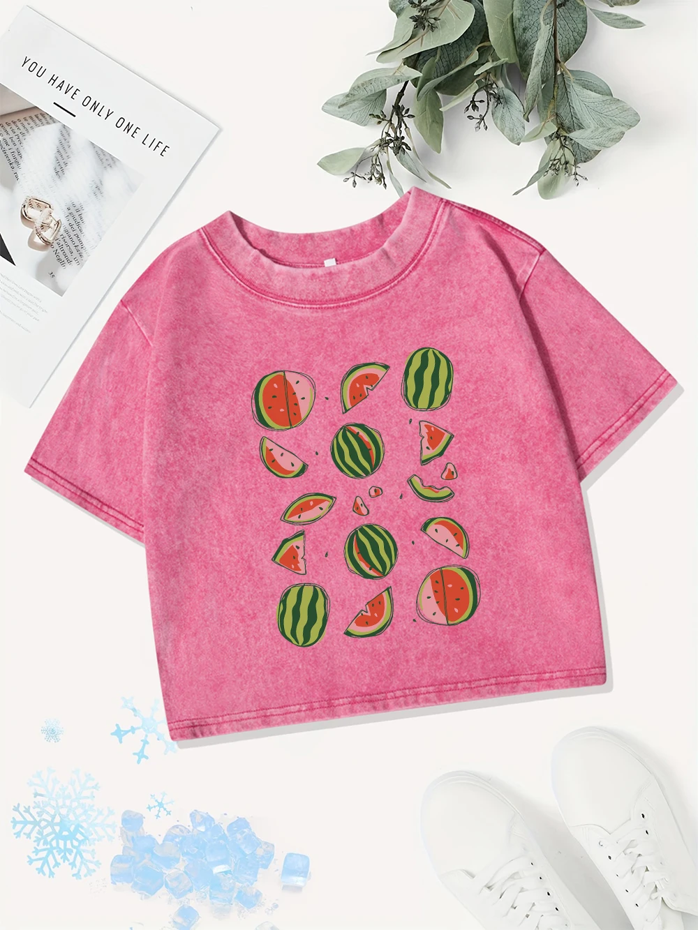 Summer Cotton Crop Tops Womens Delicious Watermelon Cut Open Printing Washed T-Shirts Casual Regular Fit O-Neck Tees Y2K Clothes
Summer Cotton Crop Tops Womens Delicious Watermelon Cut Open Printing Washed T-Shirts Casual Regular Fit O-Neck Tees Y2K Clothes