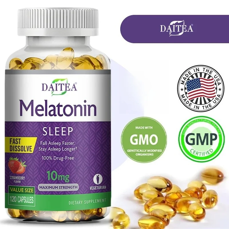 Daitea Melatonin 10mg, Sleep Dietary Supplement, 120 Strawberry Flavored Capsules, Contains Melatonin - Healthy Sleep
Daitea Melatonin 10mg, Sleep Dietary Supplement, 120 Strawberry Flavored Capsules, Contains Melatonin - Healthy Sleep