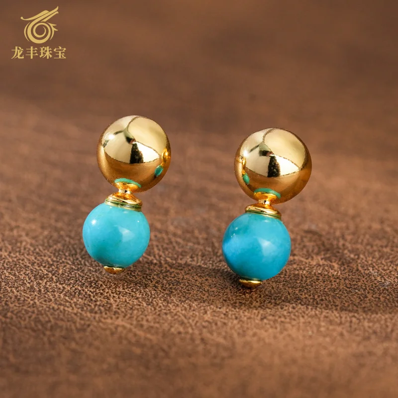Turquoise S925 Silver Plated 18k Gold Genuine Natural Turquoise Round Bead Earrings Women
Turquoise S925 Silver Plated 18k Gold Genuine Natural Turquoise Round Bead Earrings Women