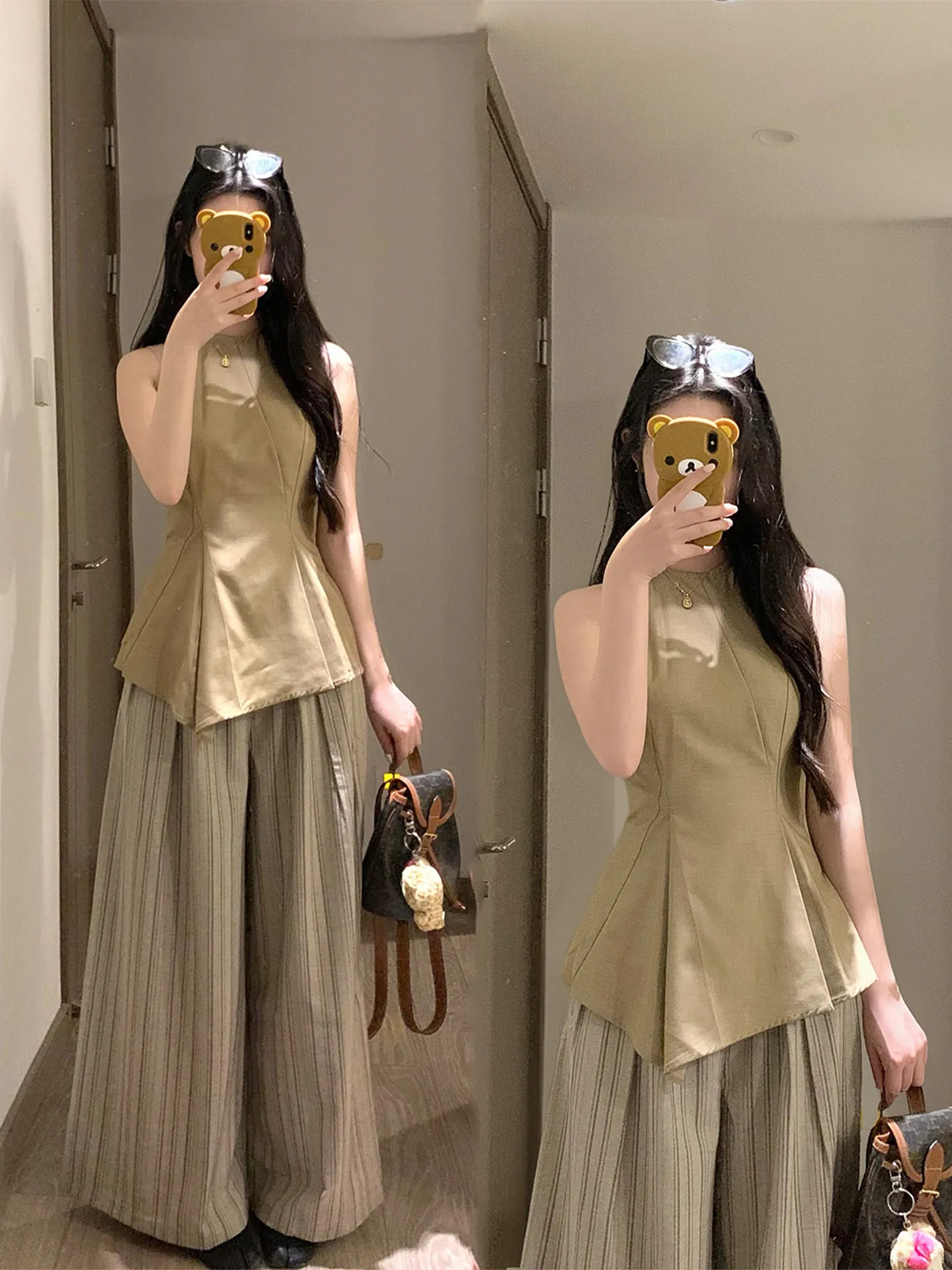 Summer plus Size Women's Striped Vest Top And Wide Leg Pants Set Waist-Cinching Korean Style Fashionable Work Commute Outfit
Summer plus Size Women's Striped Vest Top And Wide Leg Pants Set Waist-Cinching Korean Style Fashionable Work Commute Outfit