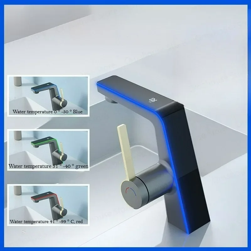 High-End LED Light Temperature Display Faucet with 2 Modes for Hot And Cold Water Single Hole Bathroom Sink Mixer Wash Tap
High-End LED Light Temperature Display Faucet with 2 Modes for Hot And Cold Water Single Hole Bathroom Sink Mixer Wash Tap