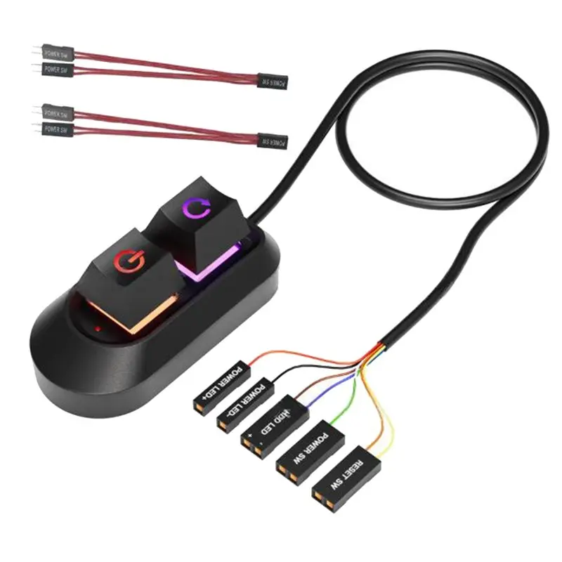 A13E-RGB LED Computer Desktop Power Switch PC Motherboard External Power On Off Reset Button Cable Key Switch With Lights
A13E-RGB LED Computer Desktop Power Switch PC Motherboard External Power On Off Reset Button Cable Key Switch With Lights