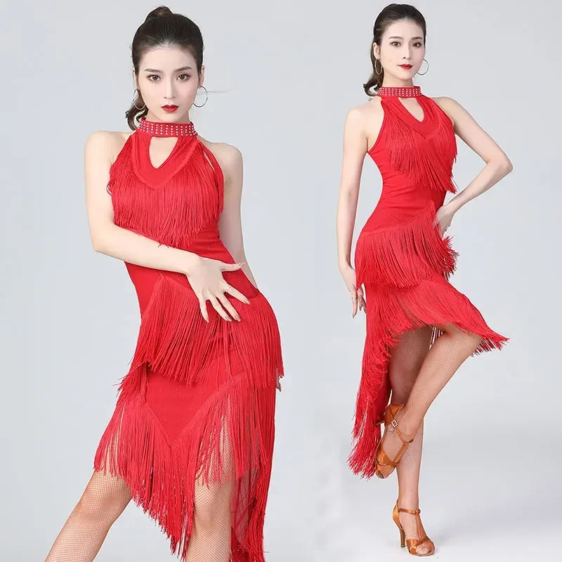 Sexy Ladies Women Fringe Tassel Latin Dress for Women Dance Costumes Performance Ballroom Tango Salsa Latin Dance Dress Red
Sexy Ladies Women Fringe Tassel Latin Dress for Women Dance Costumes Performance Ballroom Tango Salsa Latin Dance Dress Red
