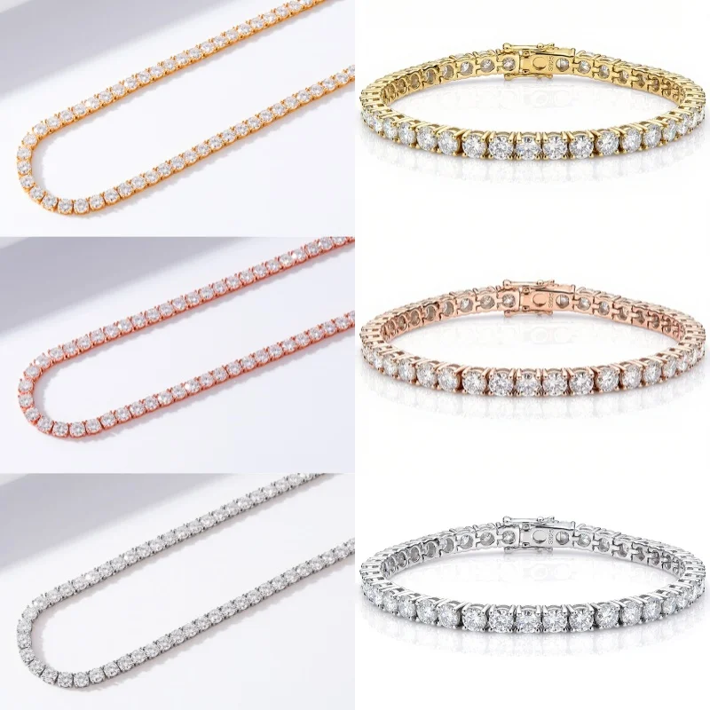 925 Sterling Sliver Moissanite Tennis Bracelet Necklace D VVS1 Party Jewelry With GRA Plated 18K White Gold Necklace For Men
925 Sterling Sliver Moissanite Tennis Bracelet Necklace D VVS1 Party Jewelry With GRA Plated 18K White Gold Necklace For Men