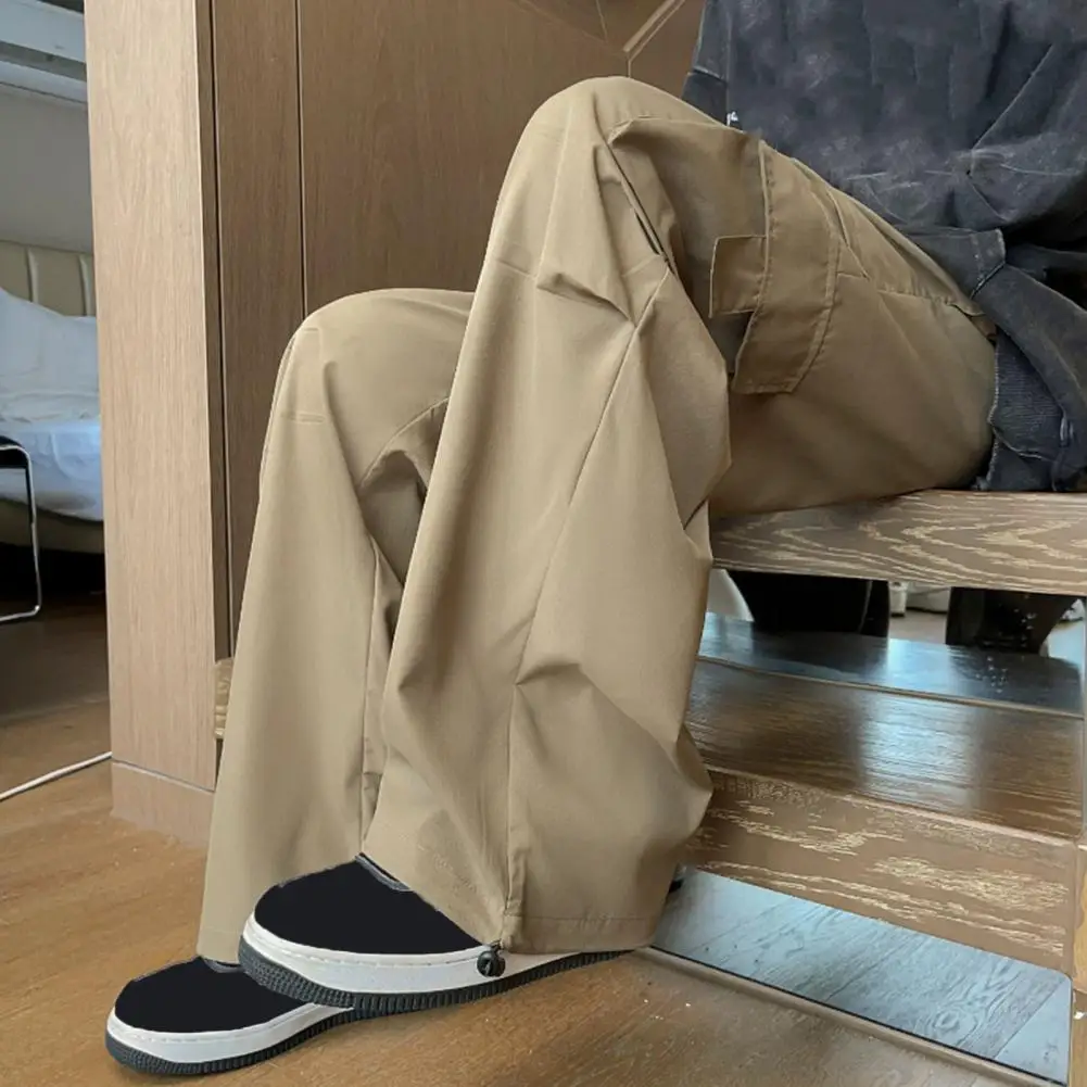 Straight-leg Casual Pants Streetwear Men's Cargo Pants with Multi Pockets Drawstring Waist Wide Leg Design for Outdoor
Straight-leg Casual Pants Streetwear Men's Cargo Pants with Multi Pockets Drawstring Waist Wide Leg Design for Outdoor