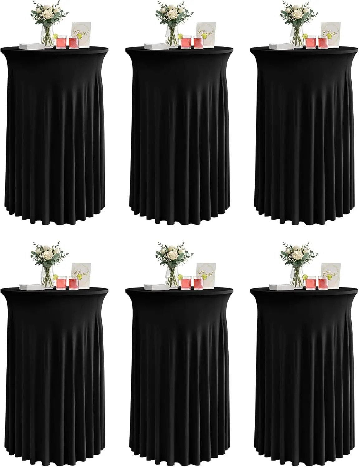 Wavy Spandex Cocktail Tablecloth with Skirts 32x43 Inch, Ruffle High Top Table Cover for Party Wedding Standing Table, Black 6
Wavy Spandex Cocktail Tablecloth with Skirts 32x43 Inch, Ruffle High Top Table Cover for Party Wedding Standing Table, Black 6