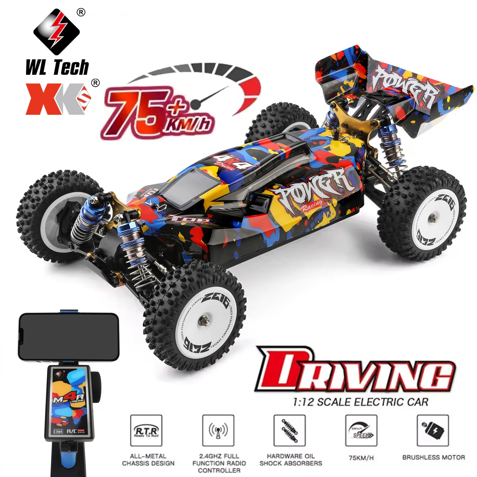 124007 1/12 Scale 2.4G Wireless Racing Remote Control Car 4WD Brushless Motor 75 km/h High-Speed Off-Road Drift Toy Children Toy
124007 1/12 Scale 2.4G Wireless Racing Remote Control Car 4WD Brushless Motor 75 km/h High-Speed Off-Road Drift Toy Children Toy