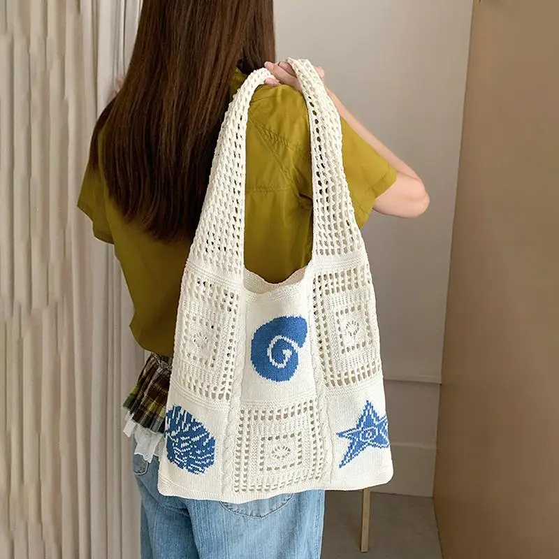 Дизайнерские вязаные вместительные сумки-тоуты, женская летняя пляжная сумка, повседневная ажурная плетеная сумка через плечо
Дизайнерские вязаные вместительные сумки-тоуты, женская летняя пляжная сумка, повседневная ажурная плетеная сумка через плечо