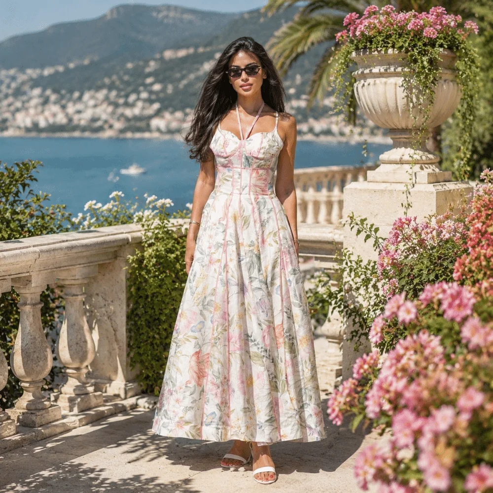 French Style Flower Floral Printed Dress Sleeveless Waist-cinching Lady Halter Dress Sweet Summer Spaghetti Strap Dress Clothes
French Style Flower Floral Printed Dress Sleeveless Waist-cinching Lady Halter Dress Sweet Summer Spaghetti Strap Dress Clothes