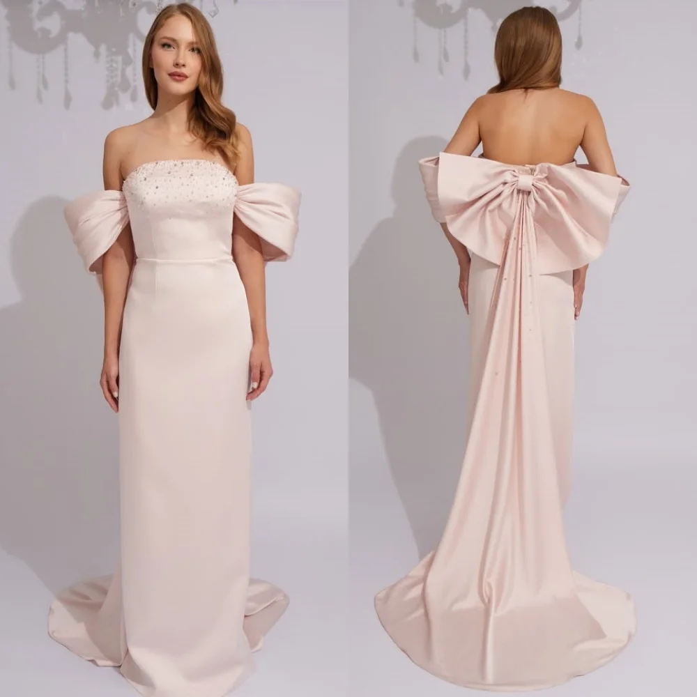 Customized High Quality Classic Charmeuse Rhinestone Bow Straight Strapless Long Dresses Bespoke Occasion Dresses Matching Retro
Customized High Quality Classic Charmeuse Rhinestone Bow Straight Strapless Long Dresses Bespoke Occasion Dresses Matching Retro