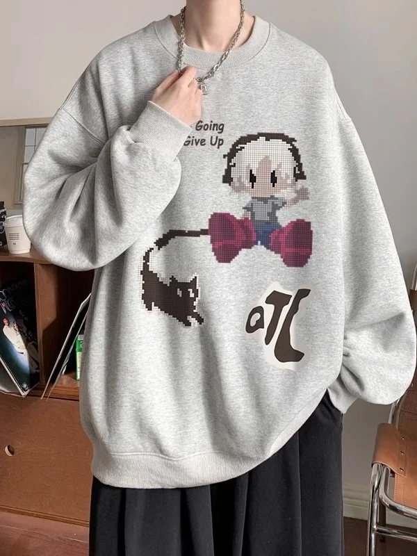 Мужская толстовка свободного кроя с круглым вырезом и длинными рукавами, повседневная футболка в винтажном американском стиле, верхняя одежда для подростков и молодежи
Мужская толстовка свободного кроя с круглым вырезом и длинными рукавами, повседневная футболка в винтажном американском стиле, верхняя одежда для подростков и молодежи