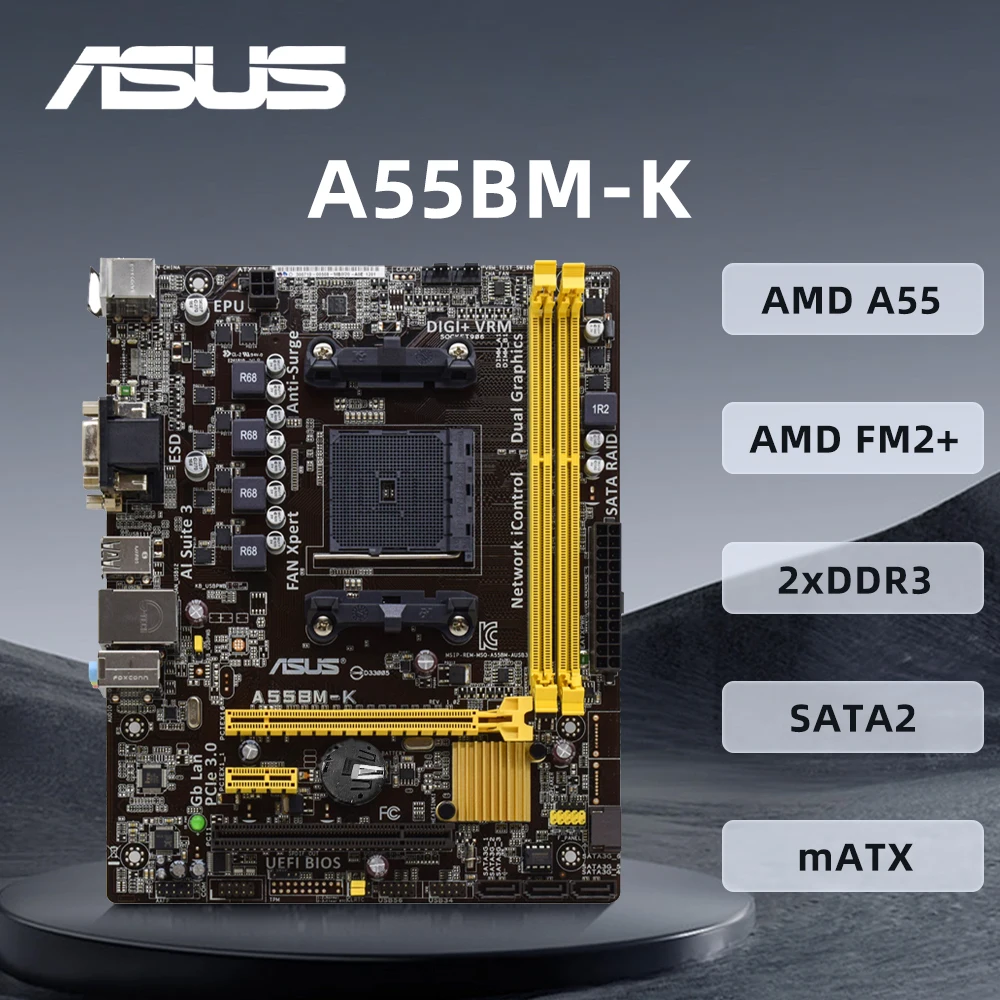Материнская плата ASUS A55BM-K поддерживает процессор A10 PRO-8850B A10-5700 A4-4000 A4-4020 2 × DDR3 DIMM 32 ГБ mATX
Материнская плата ASUS A55BM-K поддерживает процессор A10 PRO-8850B A10-5700 A4-4000 A4-4020 2 × DDR3 DIMM 32 ГБ mATX