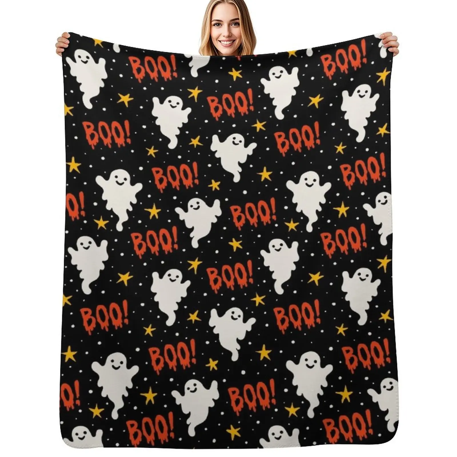 Boo! Halloween Ghosts on Black Throw Blanket Shaggy Furry Soft Blanket for Bedroom Living Room
Boo! Halloween Ghosts on Black Throw Blanket Shaggy Furry Soft Blanket for Bedroom Living Room