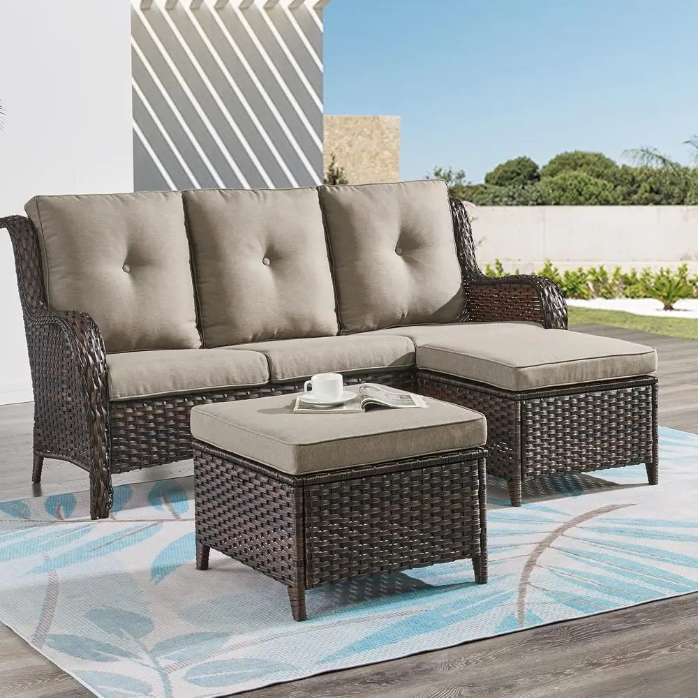 All-Weather Wicker Outdoor Sectional Sofa Set with Curved Back and Ottomans
All-Weather Wicker Outdoor Sectional Sofa Set with Curved Back and Ottomans