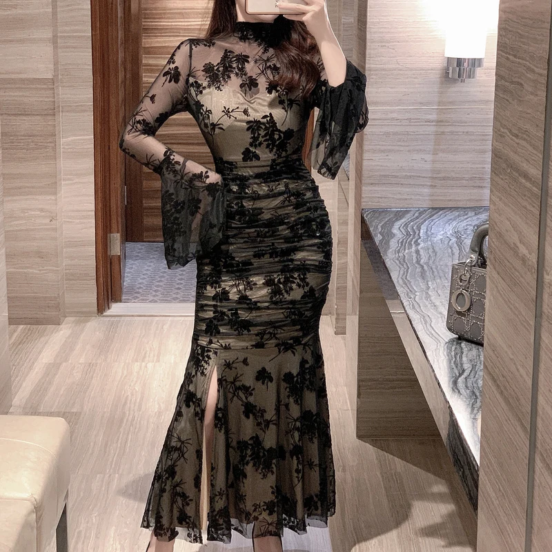 Long Dress Women 2024 New French Style Sexy Vintage Flounced Knitted Print Gauze Zipper Mesh Folds Dresses
Long Dress Women 2024 New French Style Sexy Vintage Flounced Knitted Print Gauze Zipper Mesh Folds Dresses
