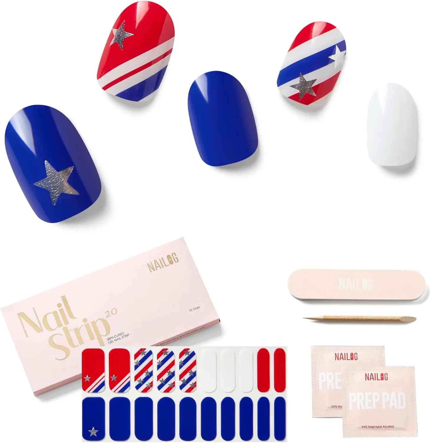 Extra Long Semi Cured Gel Nail Strips, 20 Pcs Glossy Nail Wraps for Independence Day, Easy DIY Manicure
Extra Long Semi Cured Gel Nail Strips, 20 Pcs Glossy Nail Wraps for Independence Day, Easy DIY Manicure