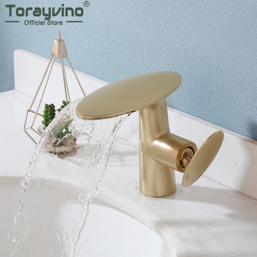 Torayvino Brushed Gold Bathroom Faucet Basin Sink Deck Mounted Faucet Washbasin 1 Handle Waterfall Spout Bathtub Mixer Water Tap
Torayvino Brushed Gold Bathroom Faucet Basin Sink Deck Mounted Faucet Washbasin 1 Handle Waterfall Spout Bathtub Mixer Water Tap