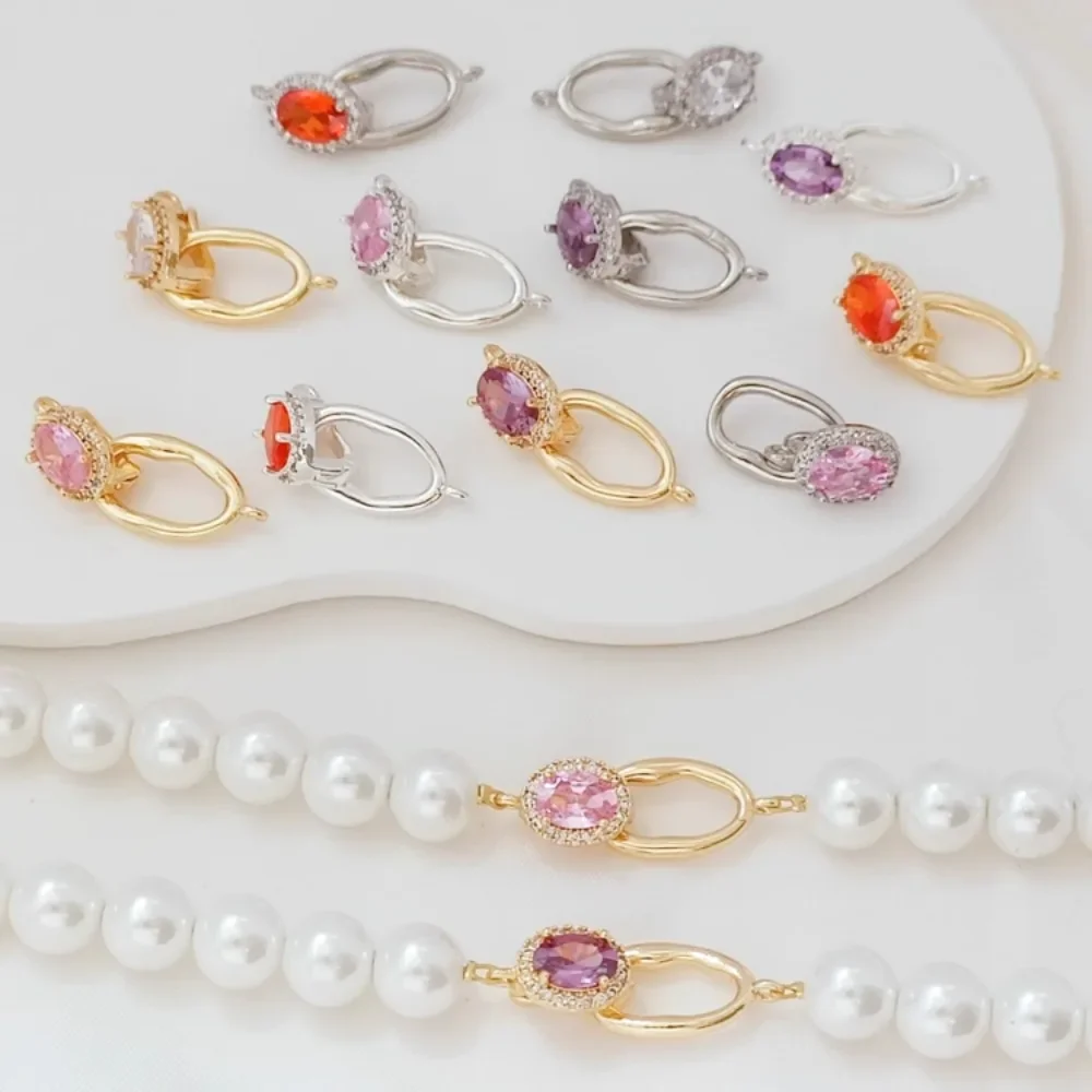 14K Gold-plated White K Oval Zirconium-inlaid Pearl Clasp Handmade DIY Bracelet, Necklace and Accessory Clasp
14K Gold-plated White K Oval Zirconium-inlaid Pearl Clasp Handmade DIY Bracelet, Necklace and Accessory Clasp